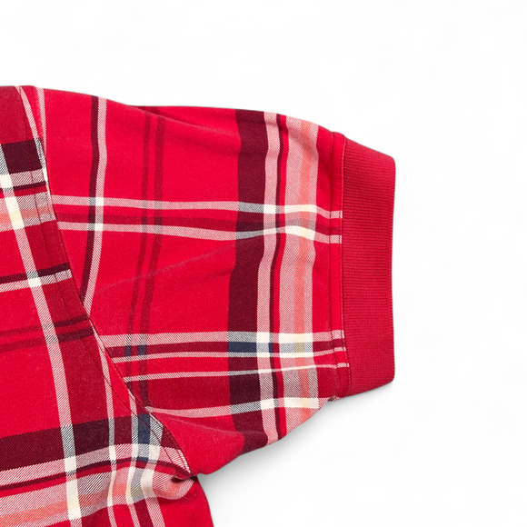Vintage Ivy Crew Polo Shirt Adult LARGE Red Plaid Sailing Nautical Preppy 90s - Picture 6 of 9